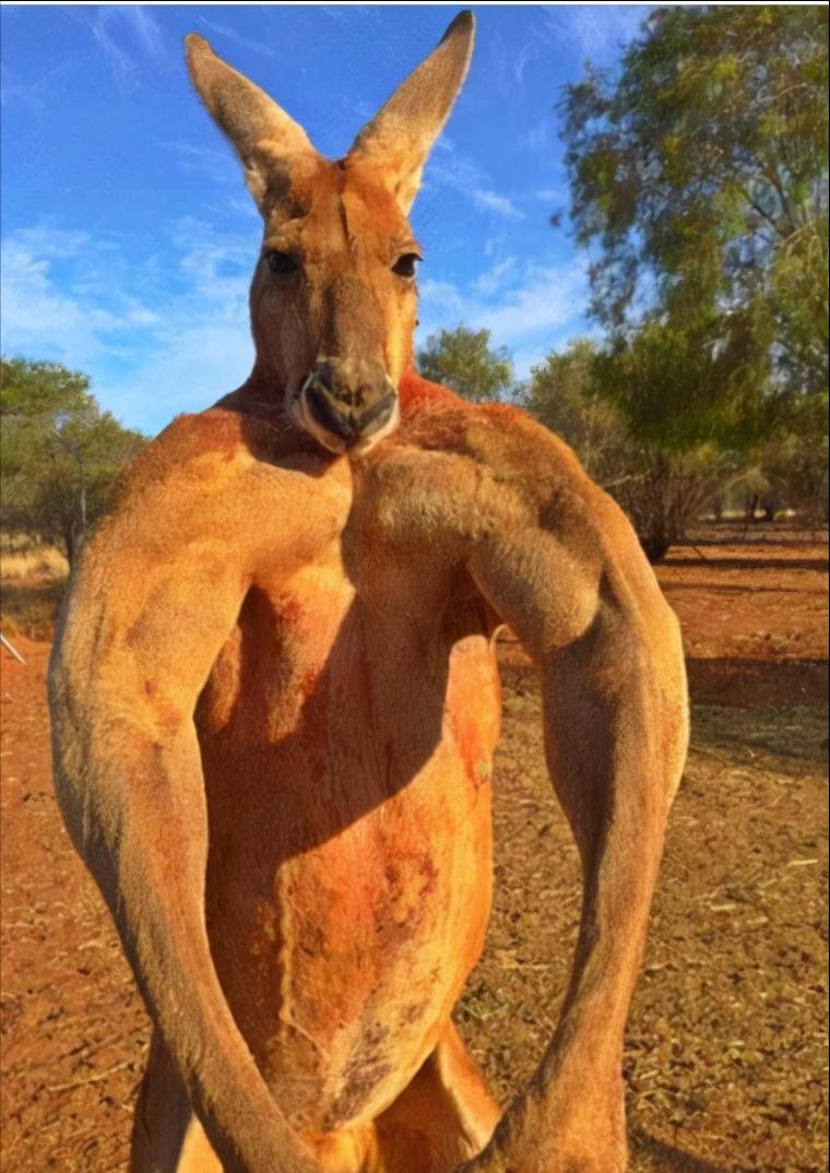 The kings of the kangaroo family fight each other, the whirlwind kicks