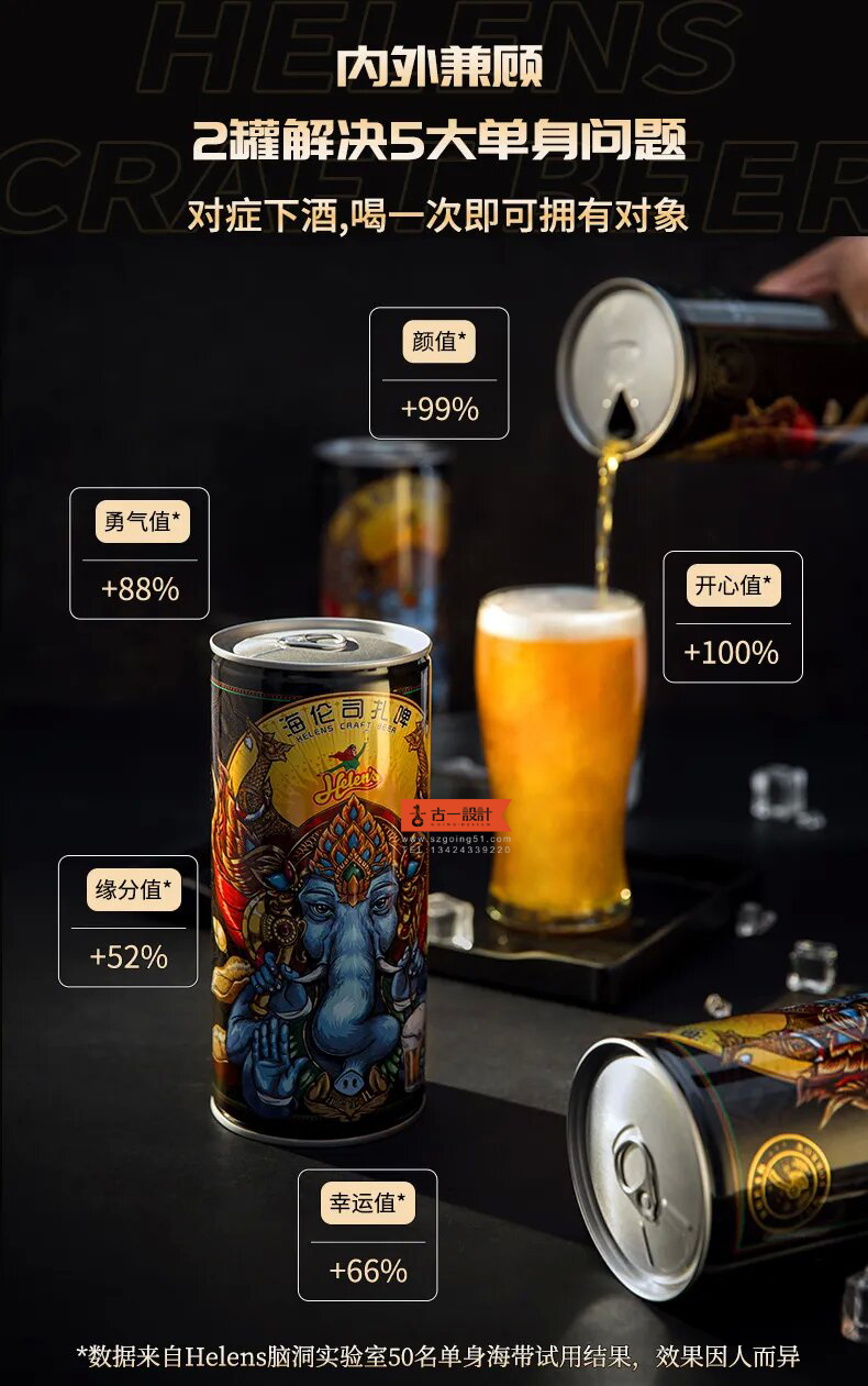 古一设计助力海伦司的小麦发酵扎啤包装设计，顺便给大家送对象