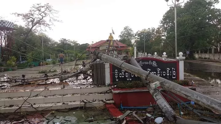 缅甸遭遇强风暴雨冰雹袭击，多个城市一片狼藉