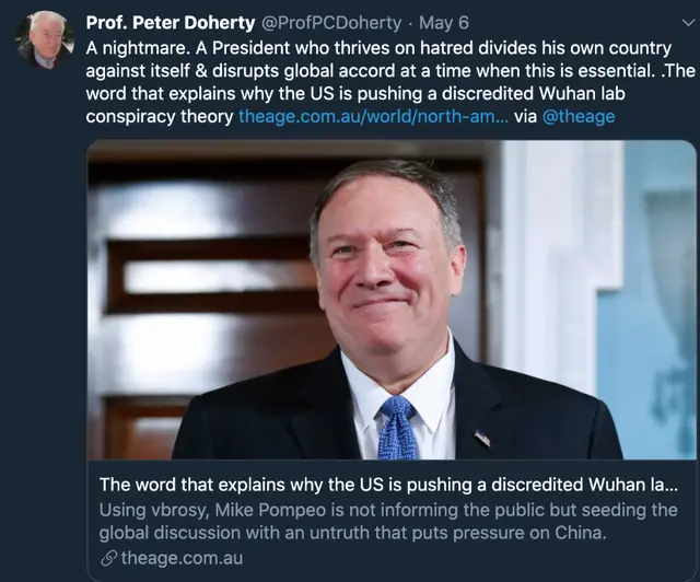 彼得·多尔蒂：政治家不立足证据，就是白痴！