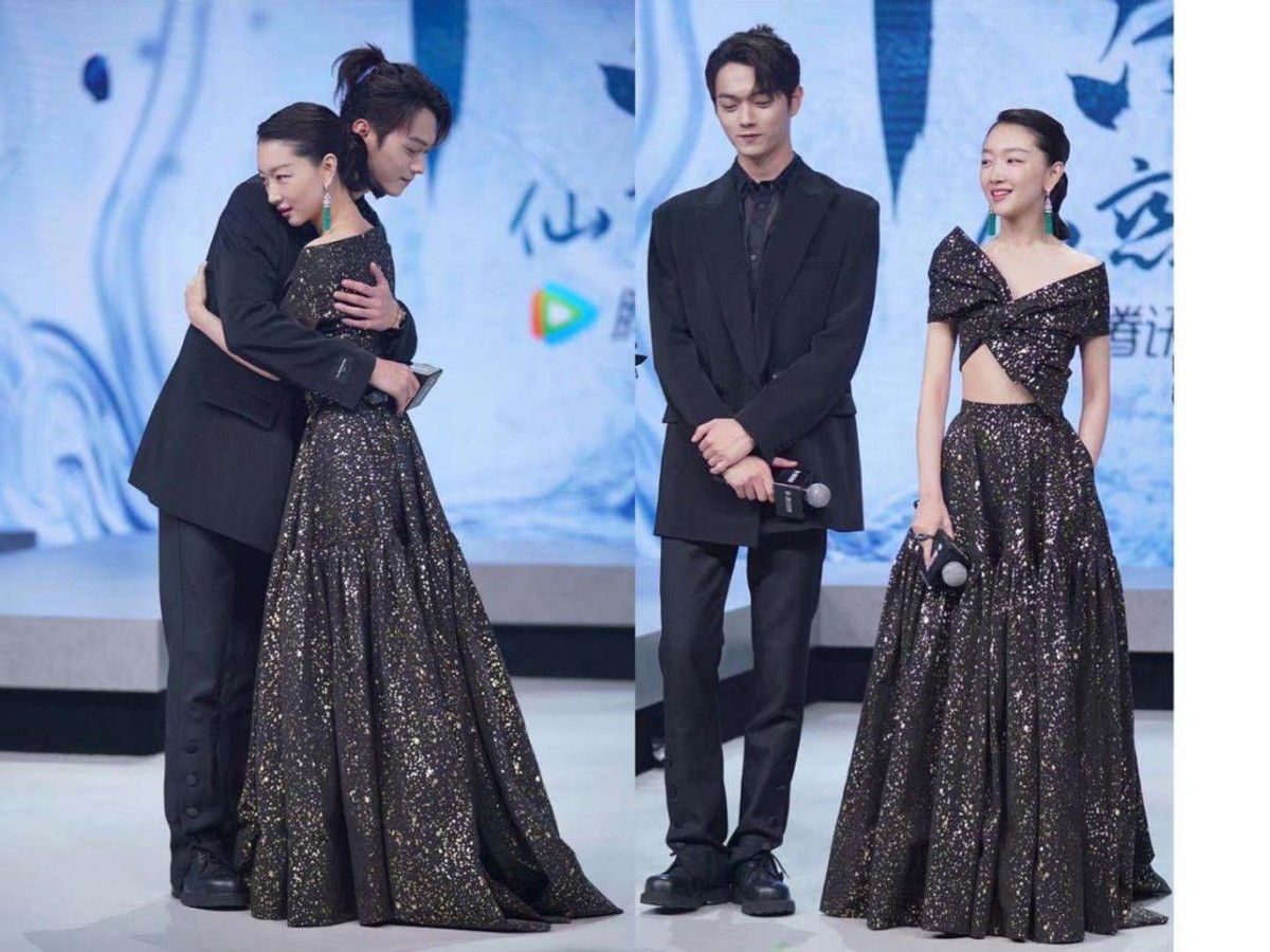 Zhou Dongyu and Xu Kai embrace the subtle atmosphere, the bronzing dress is  a bit short, but the skin is really fair - iNEWS