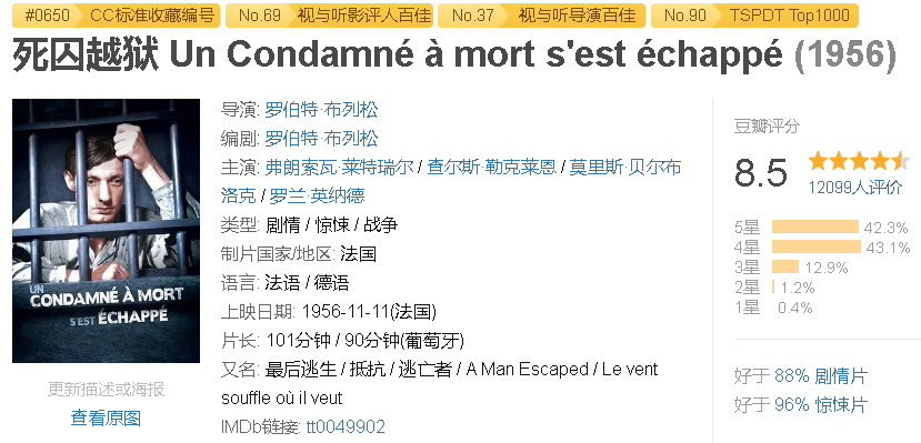 豆瓣评分最高的10部越狱电影，除了肖申克的救赎