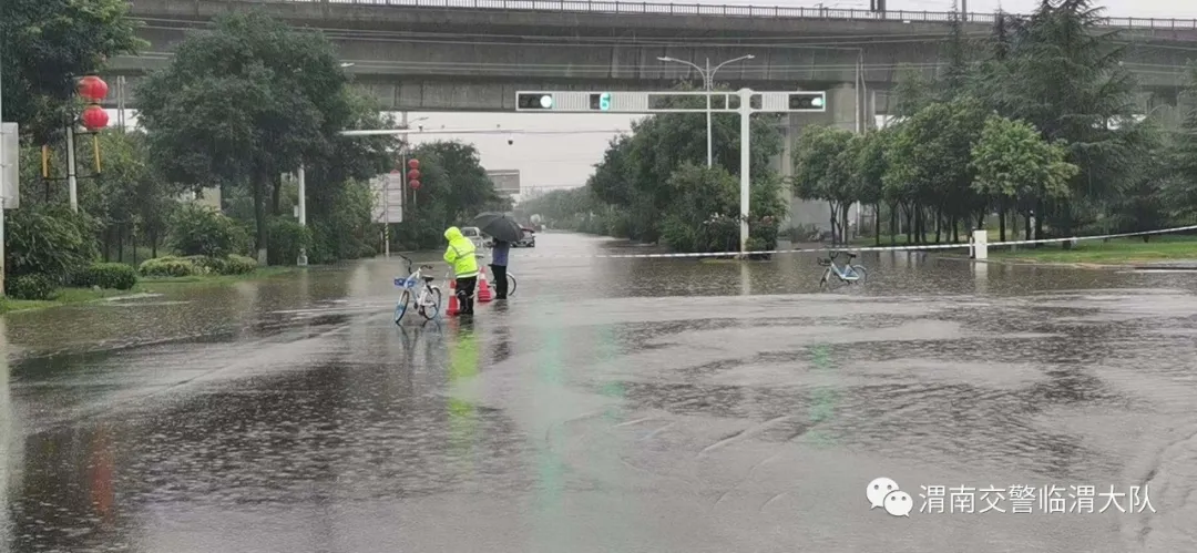 临渭交警：我为群众办实事 雨中“荧光绿” 守护群众安全行