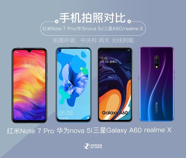 红米note/华为公司/三星/realme1500挡位照相横评