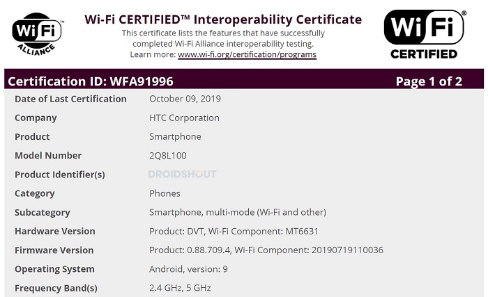 HTC神密新手机已得到Wi-Fi联盟验证：编号2Q8L100