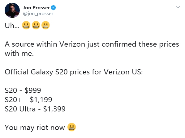 三星Galaxy S20系列产品市场价曝出：S20 Ultra标价近万余元