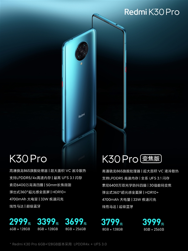 2999元够买？一图看懂Redmi K30 Pro：2019年3月27日发售、一百元预订