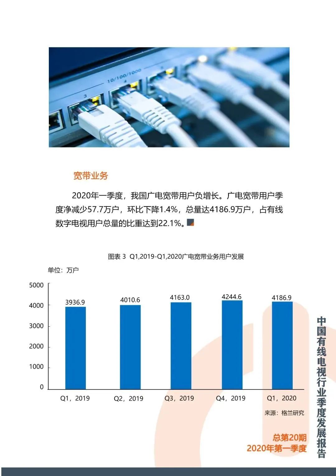 有线电视行业发展报告：2020年Q1有线电视用户减少310万户