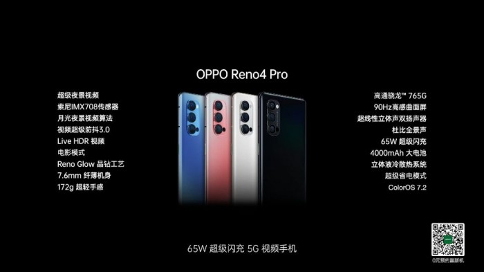 OPPO Reno 4/4 Pro发布：全系65W闪充 2999/3799元起售