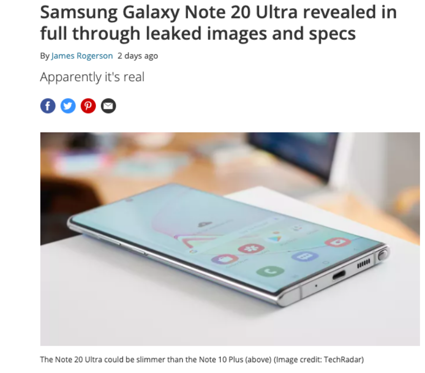 三星Galaxy Note 20 Ultra疑是相片及一部分配备排出，配全新升级触控笔？