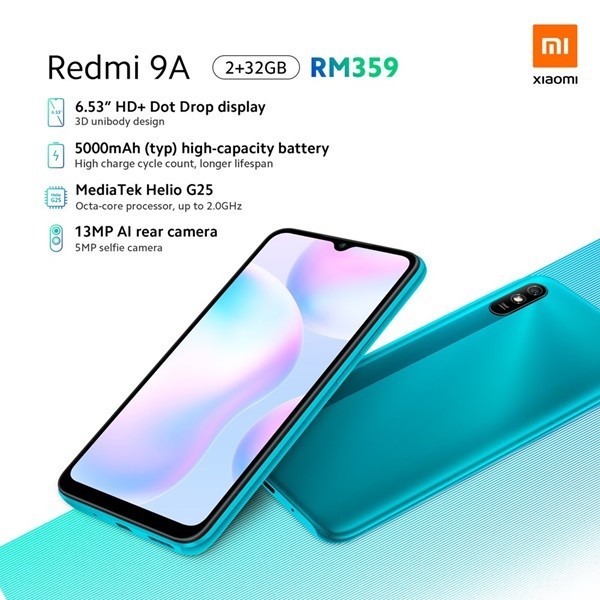 Redmi 9A、9C公布 6.53吋屏 5000mAh充電電池售593元起