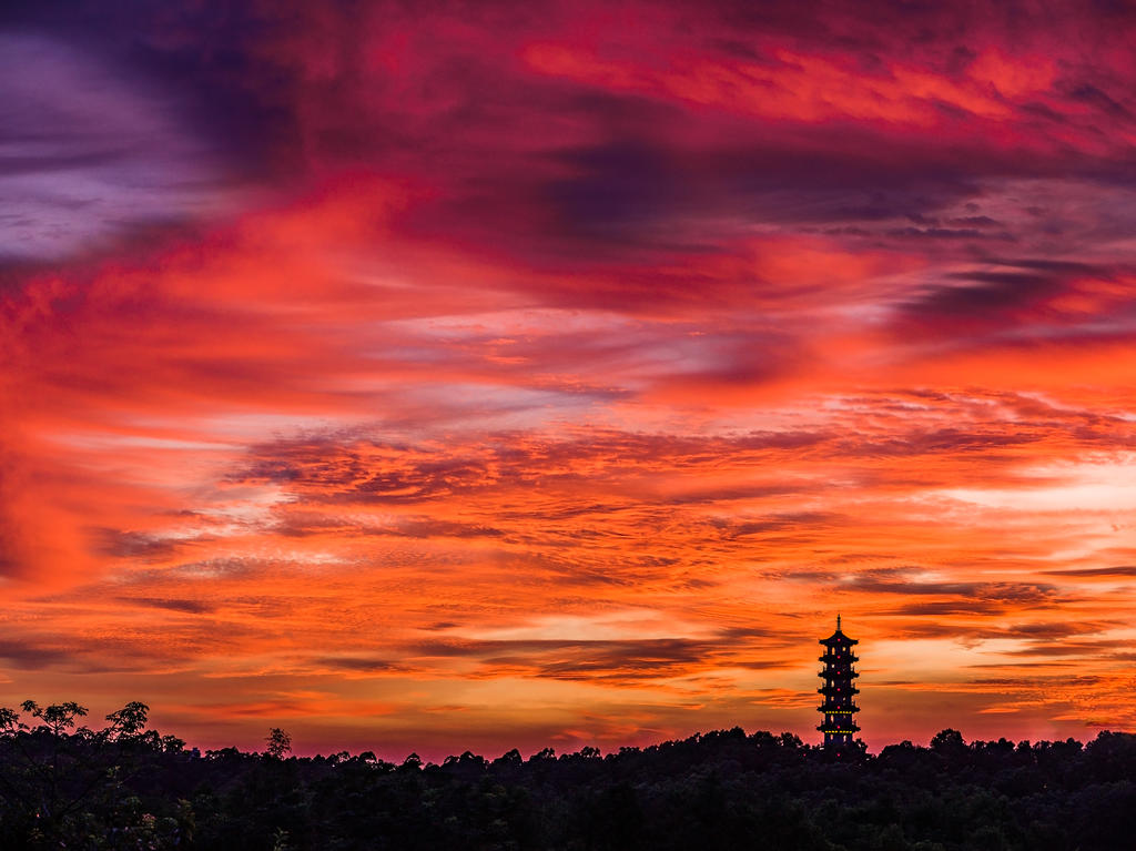 Beauty of Shenzhen the setting sun is lubricious now