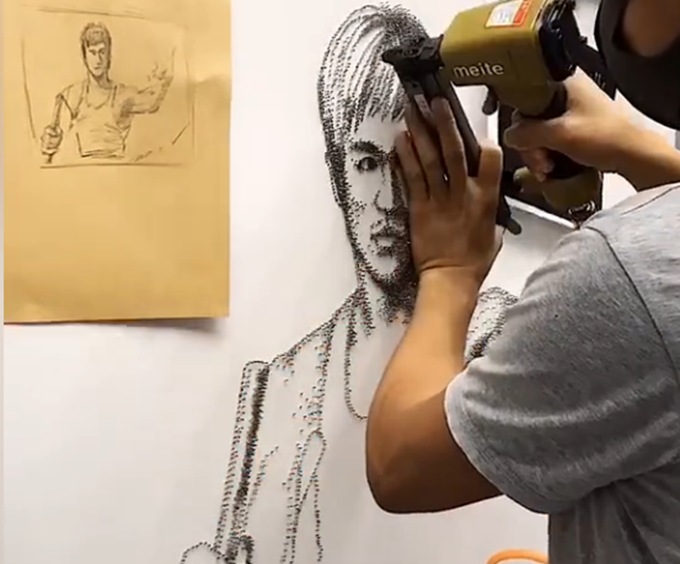 7万|美术老师用7万颗钉子画大象 没记恐惧症者慎入