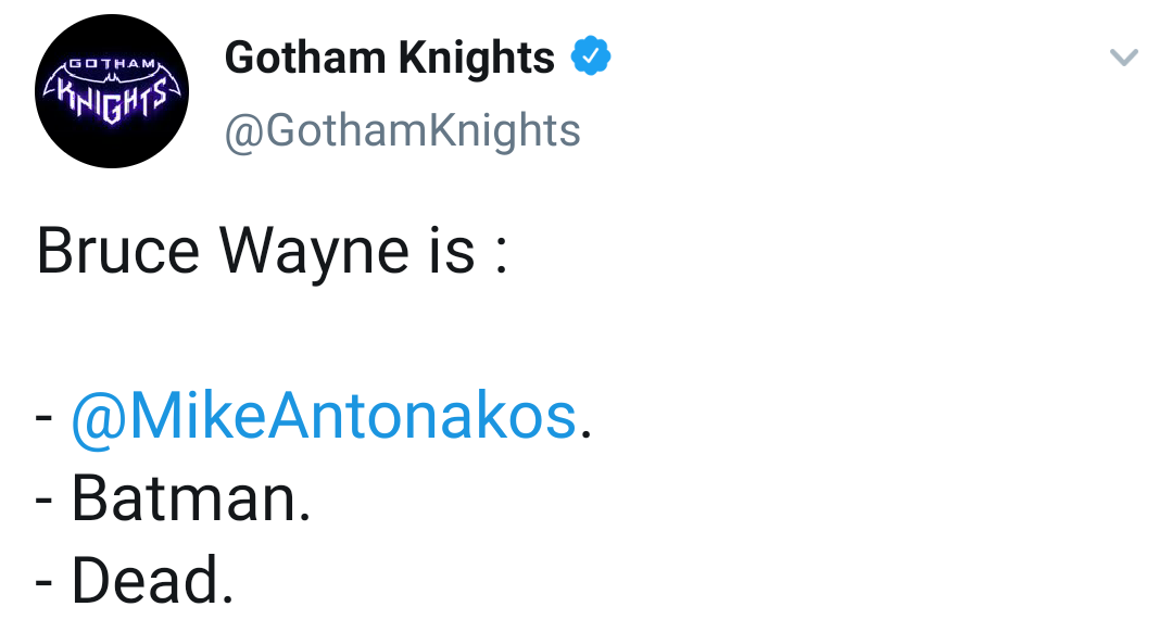 《哥谭骑士》官推确认蝙蝠侠已死，配音演员阵容公开
