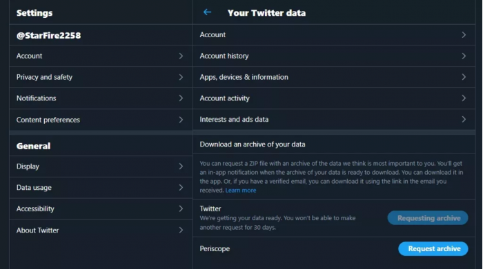 推特再次开启下载个人Twitter数据功能