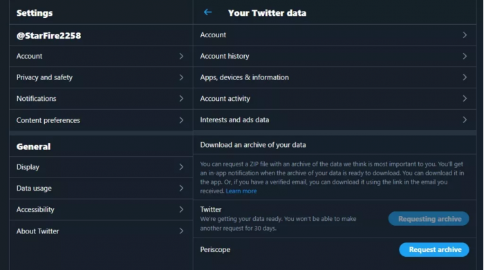 Twitter再次开启下载个人Twitter数据功能