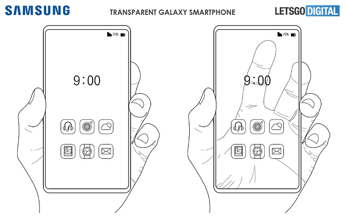 选用透明显示屏的三星智能手机设计方案专利权曝出