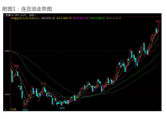 油脂行情涨势如虹，连盘豆油增仓上行，剑指7000点大关