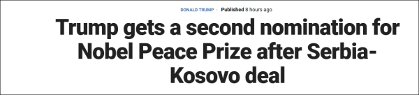 特朗普之后，俄罗斯总统普京也被提名诺贝尔和平奖