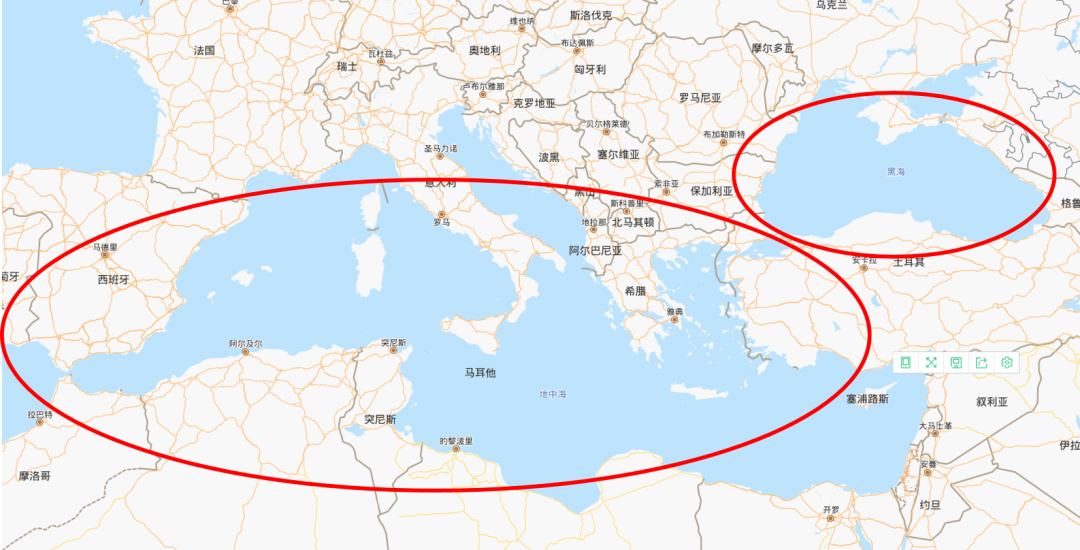 黑海和地中海地图图片