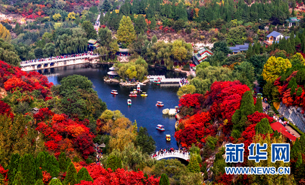 The four thousand acres of red-leaf forest in Jinan Hongye Valley is full of picturesque