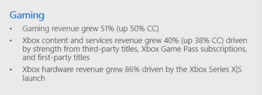 微软2021财年第二季度财报 Xbox收入增长了51%