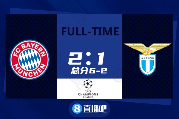 欧冠-莱万点射+中柱舒波莫廷建功 拜仁2-1拉齐奥