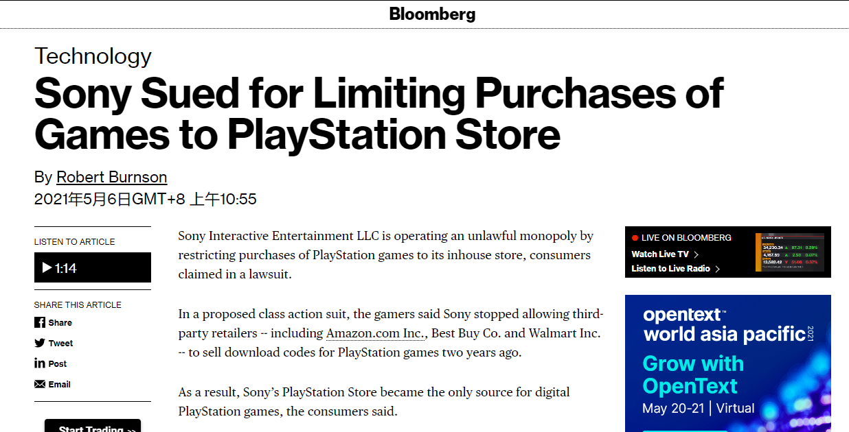 索尼被起诉，因限制玩家只能在PS商城购买数字游戏