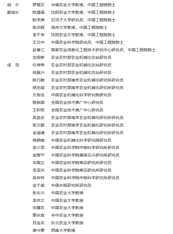 农业农村部成立农作物生产全程机械化专家指导组