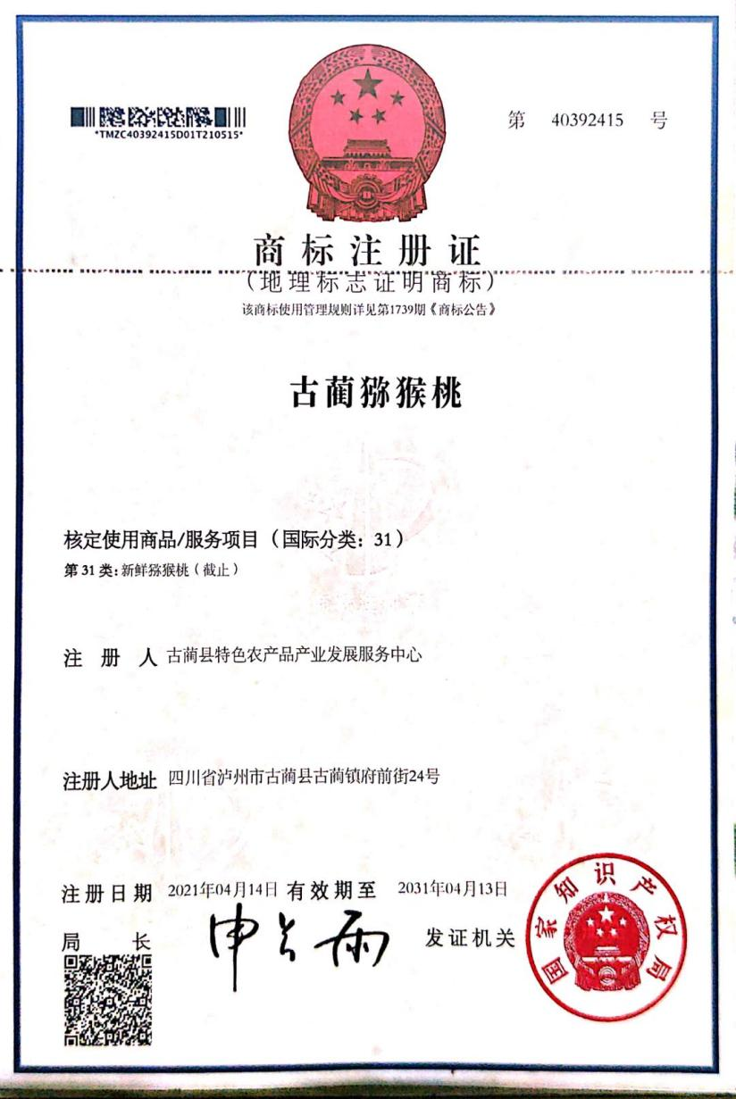 古蔺猕猴桃和古蔺甜橙成功获准国家级地理标志证明商标