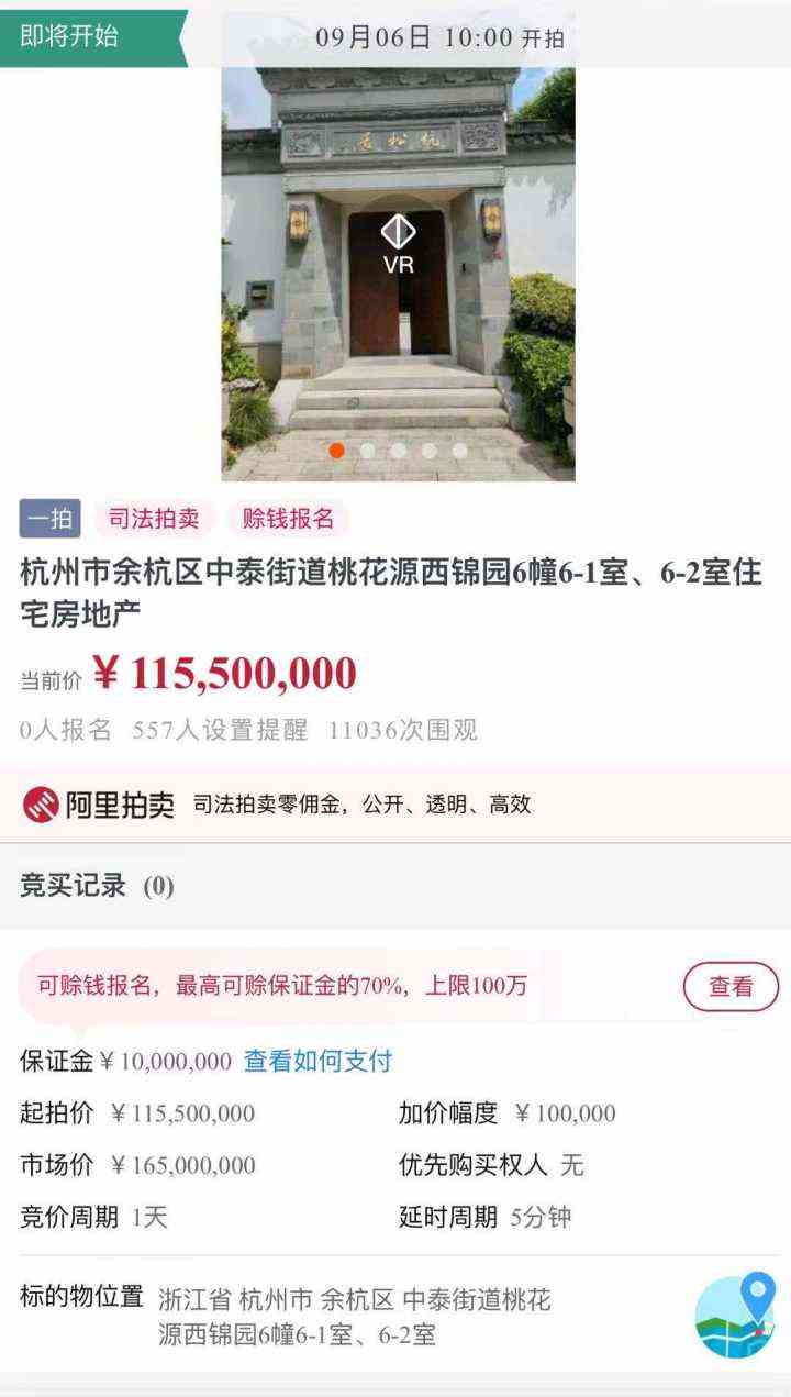 起拍价1.155亿，装修就花了7000万！火出圈的“杭州最贵法拍房”今天十点开拍