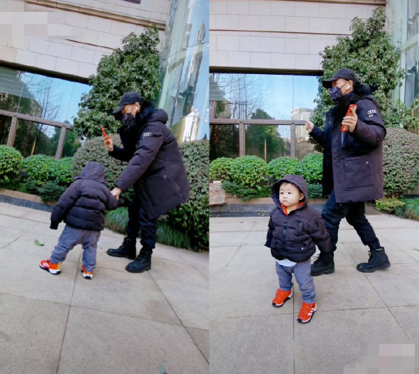 蔡少芬帶兒子逛公園，1歲魚蛋穿短袖滿場跑，孩子多卻不戴口罩