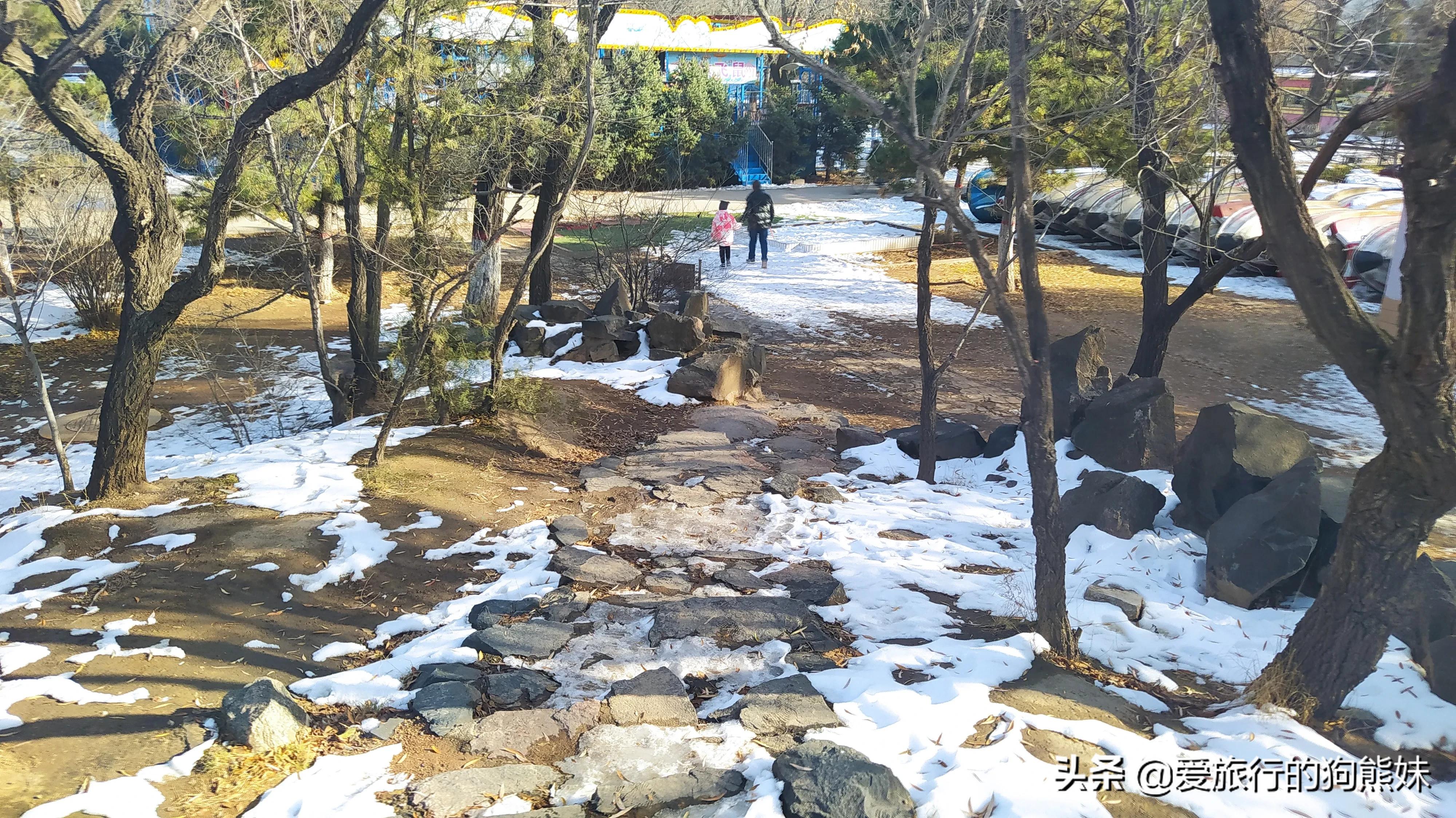 The winter snow scene in Datong Park, the permanent Ferris wheel is ...