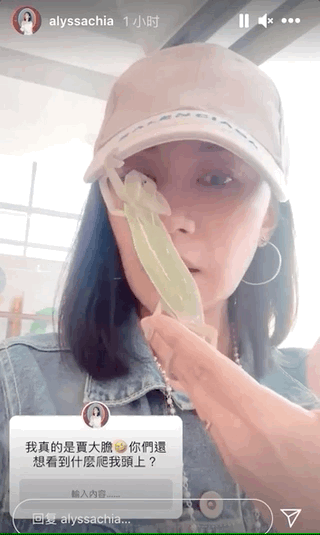 賈靜雯曬咘咘在脖子上掛兩條蛇人美膽大，女漢子波妞卻不淡定了