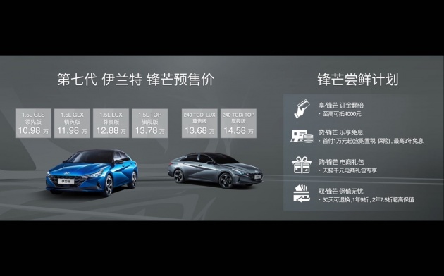 第七代伊兰特亮相北京车展 预售10.98万-14.58万元