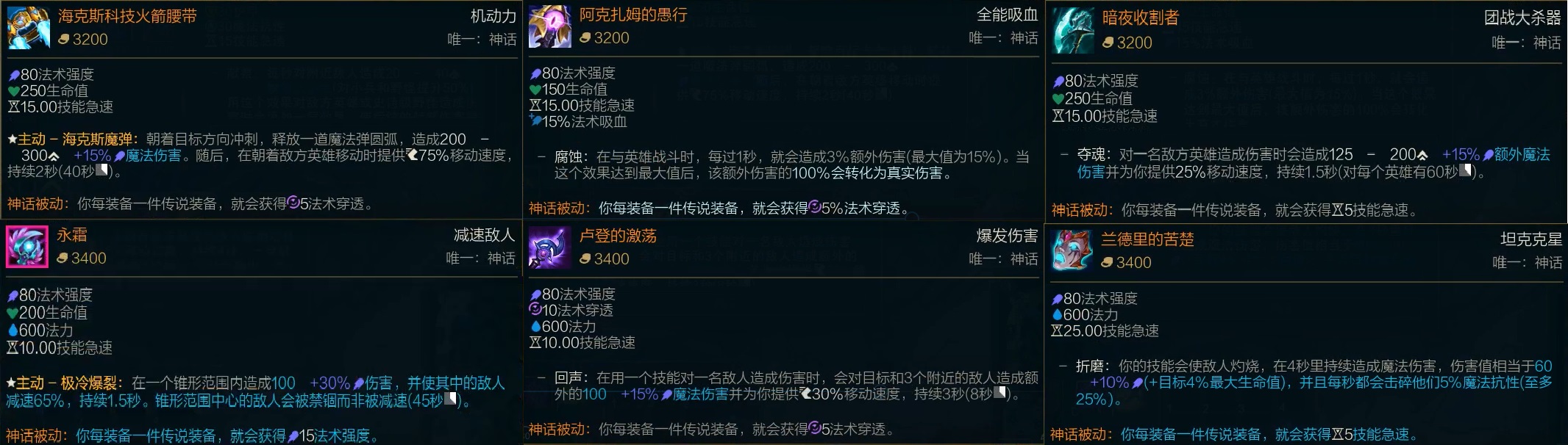 「LOL」S11季前赛所有传说装备+神话装备