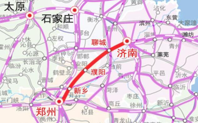 河南、山东共建一条高速铁路，直通两地省会，正线全长380千米