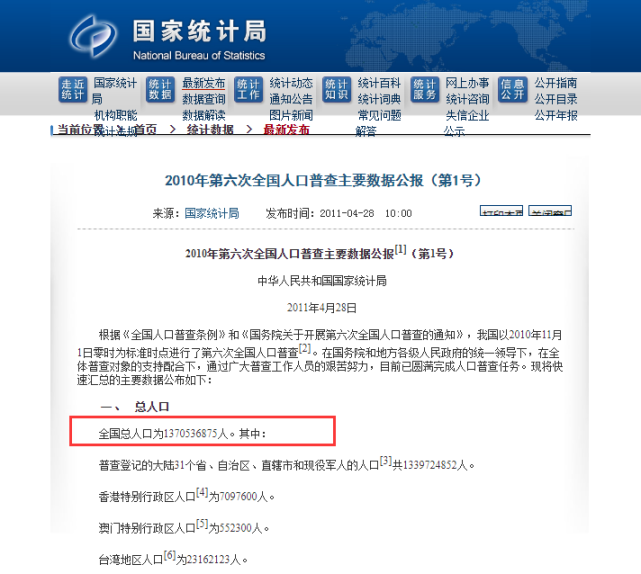 第七次人口普查结果出炉？全国总人口十三亿七千万？纯属谣言