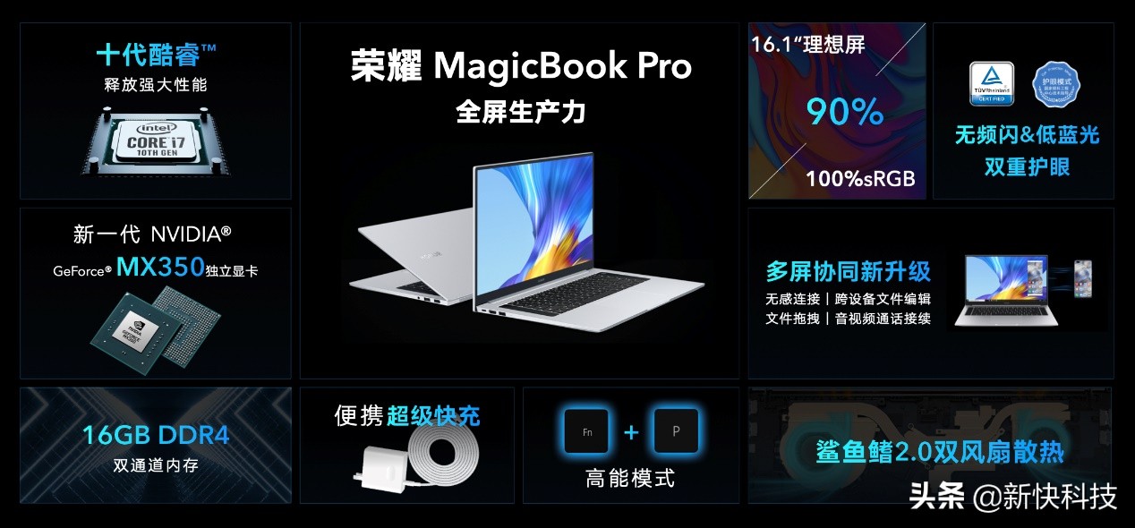 16.1英寸大屏+十代酷睿+MX350独显，荣耀MagicBook P
