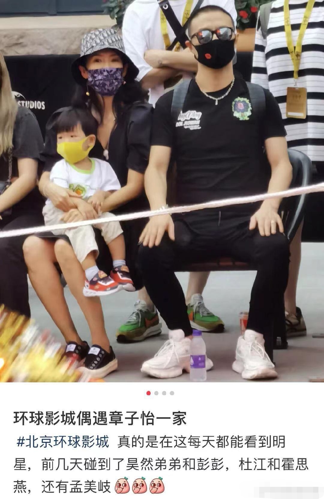 网友偶遇汪峰一家五口，章子怡全程抱儿子好溺爱，女儿扎脏辫太潮