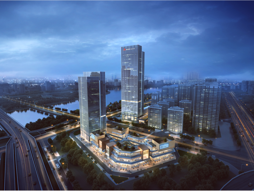 中建一局五公司大河城章项目万豪酒店首块混凝土底板浇筑完成