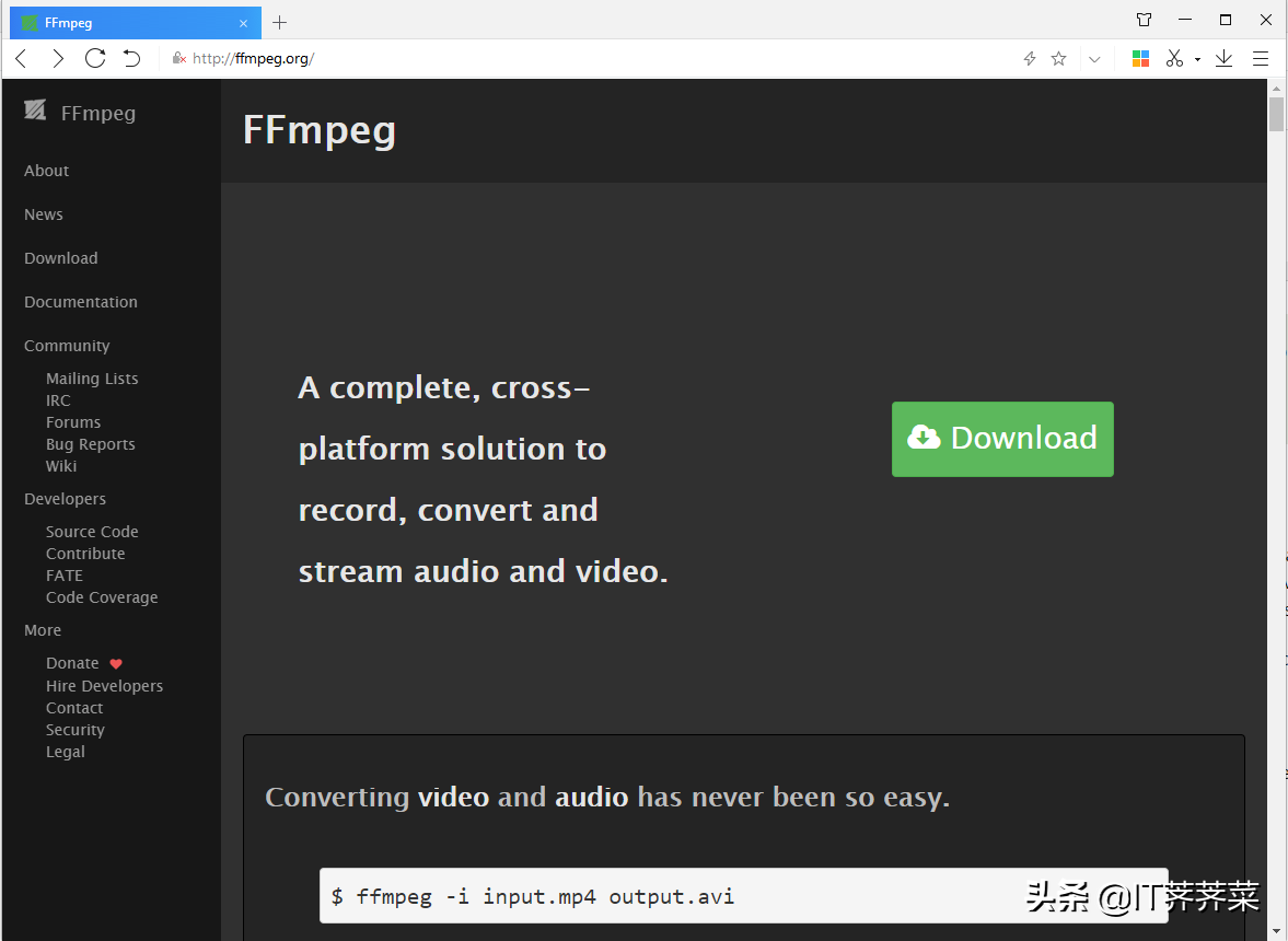 音视频处理技术的王者：FFmpeg，它是一套完整的跨平台解决方案