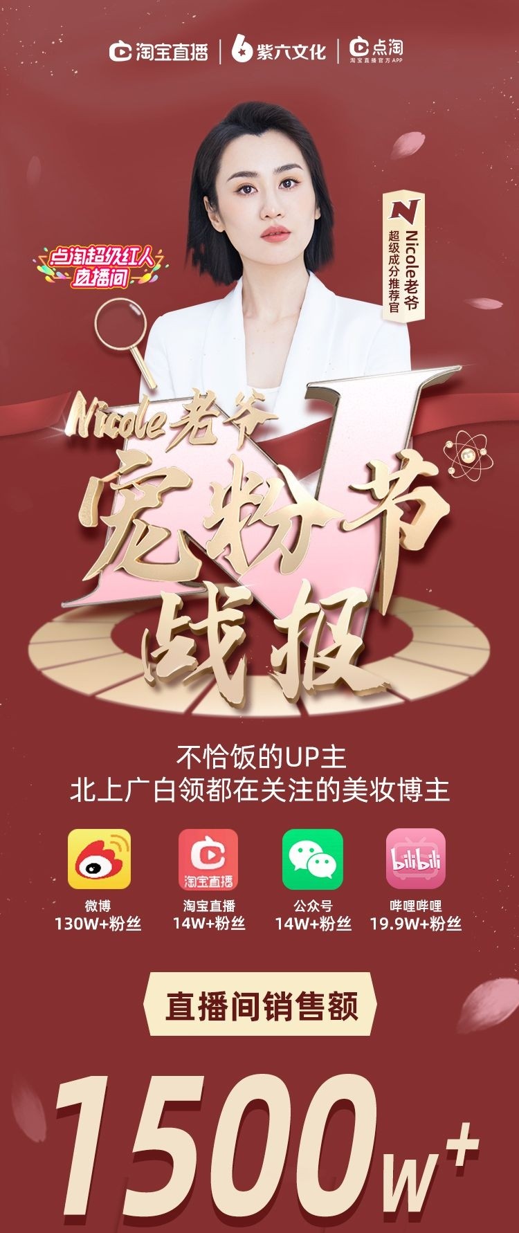 Nicole老爷直播一周年，签约紫六文化成功转型