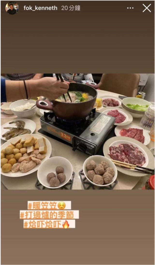 霍启刚晒一家七口晚餐，简朴得令人意外，与其