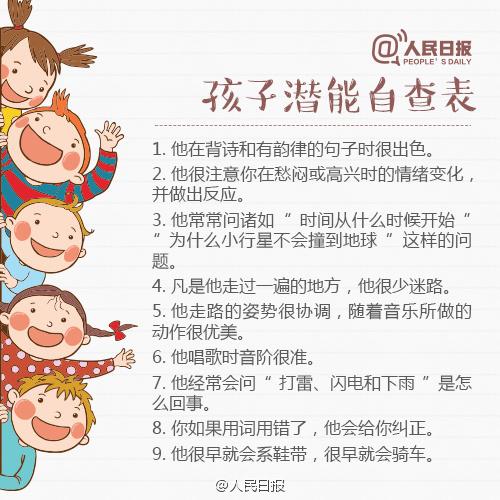 孩子天赋自查表：你埋没孩子的才华了吗？快对照看看吧