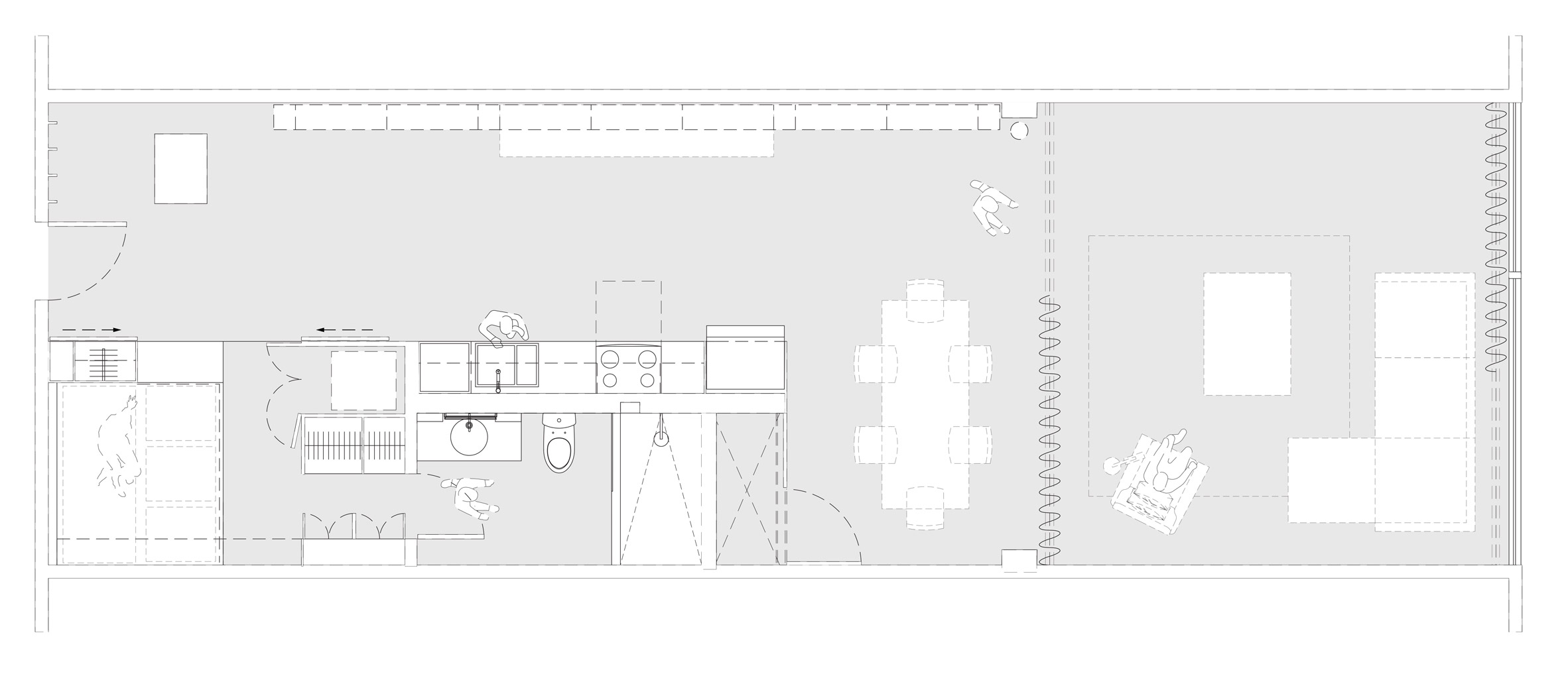 93m²西雅图酷黑公寓，功能高度集约复合，面积一点儿都不浪费