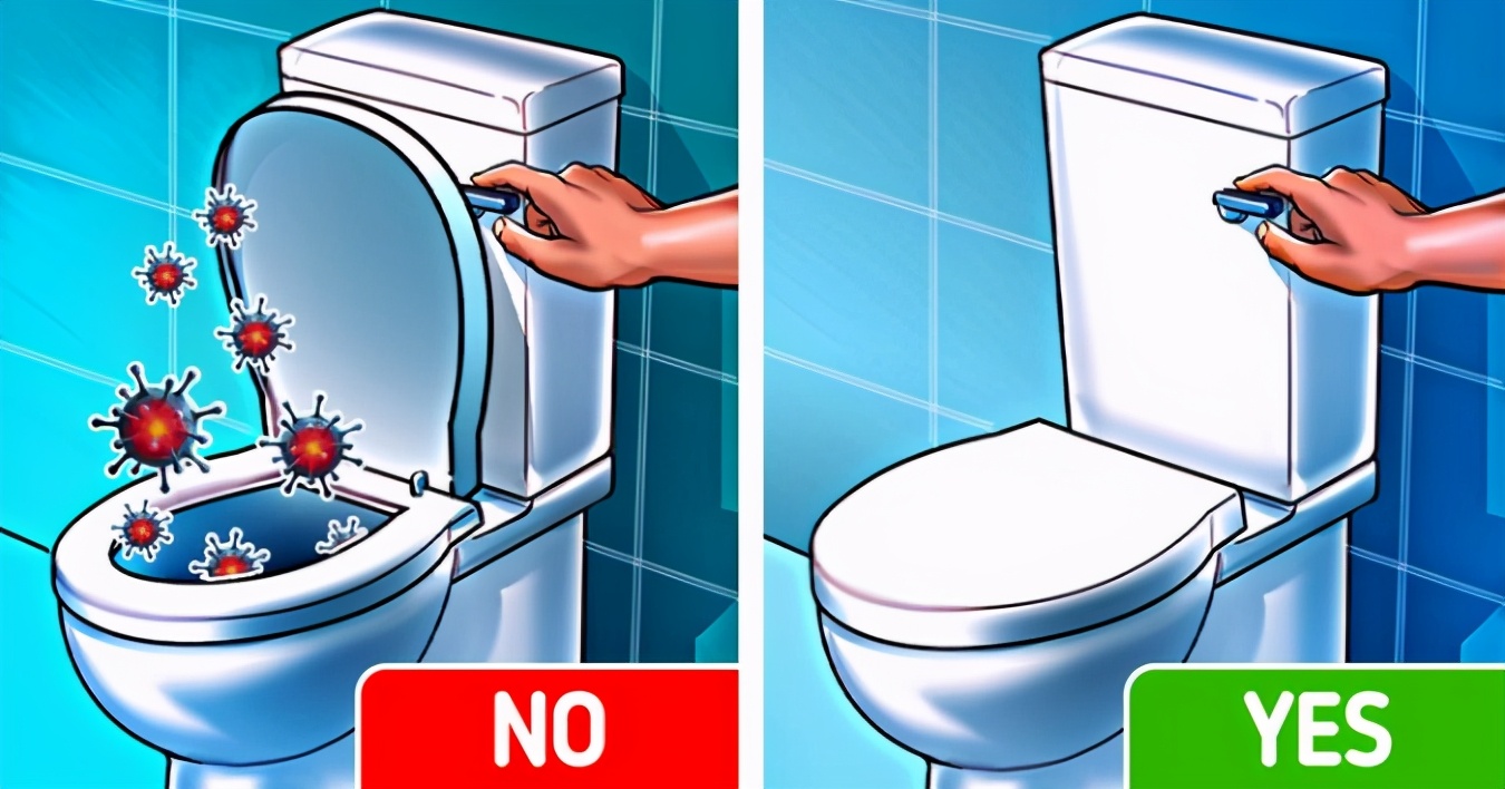 Bacteria in the toilet can "fly 4.5 meters high" "close the lid and