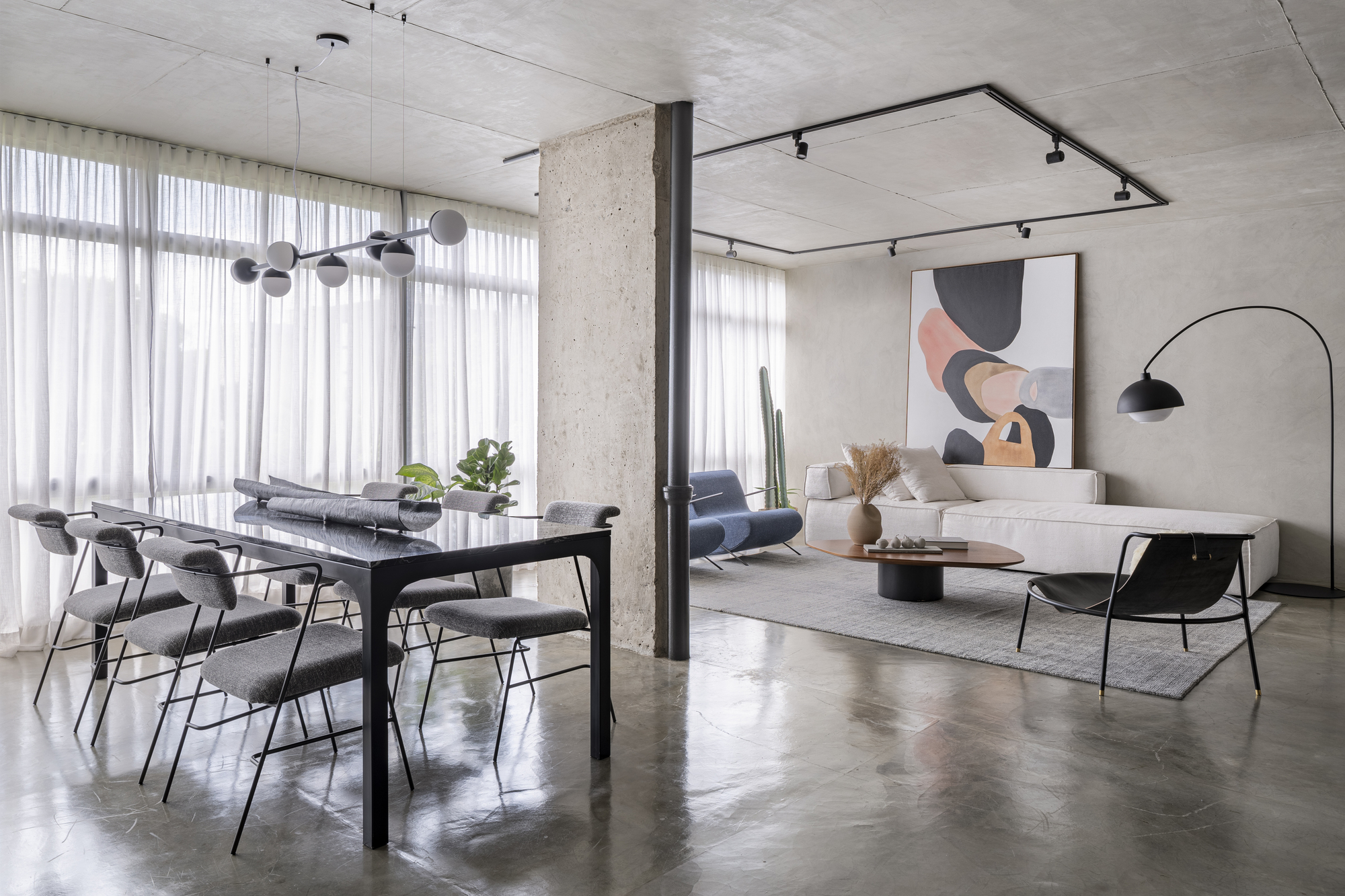 巴西利亚温暖明亮的水泥公寓，120m²三居改一居，向现代主义致敬