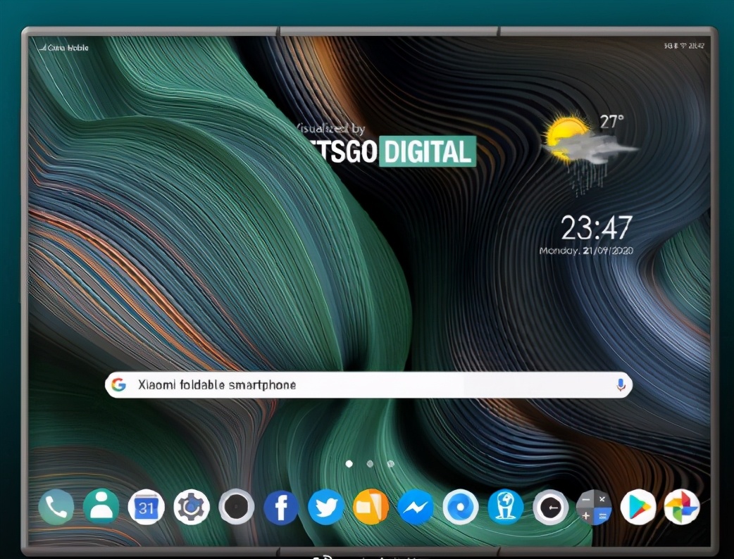 小米全新折叠屏专利曝光，采用三折双转轴设计，尺寸堪比平板