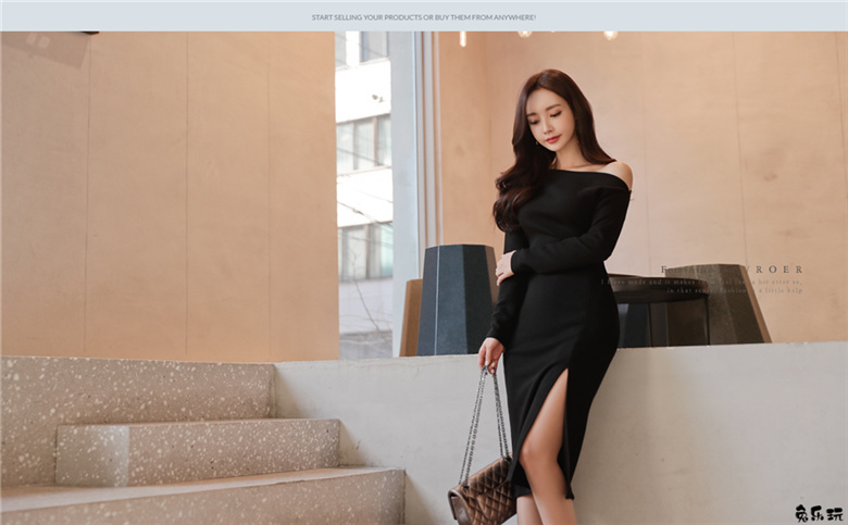 孙允珠：布拉格舞会黑朗姆香肩晚礼裙